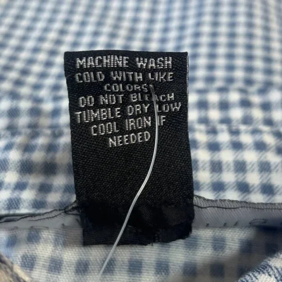 Polly & Esther Gingham Button Up Shirt Womens Medium Blue New Long Sleeve - Picture 6 of 8